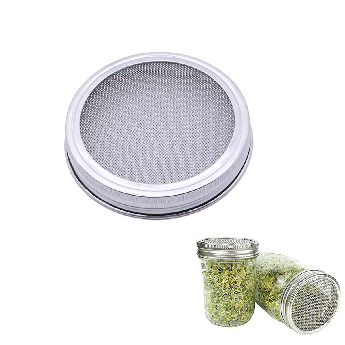 

4 Pcs Mesh Drain Cover Canning Jar Mesh Lid Suite Grow Bean Sprouts Sprouting Jar Cap Germination Jar