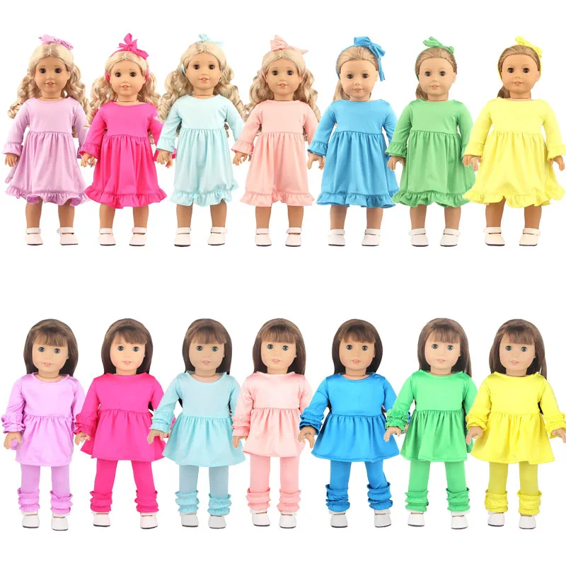 

Doll Clothes Accessories 14 Color Pajamas Night Skirt For 18 Inch American&43cm New Born Baby Doll Suit For OG Girl Dolls Toy