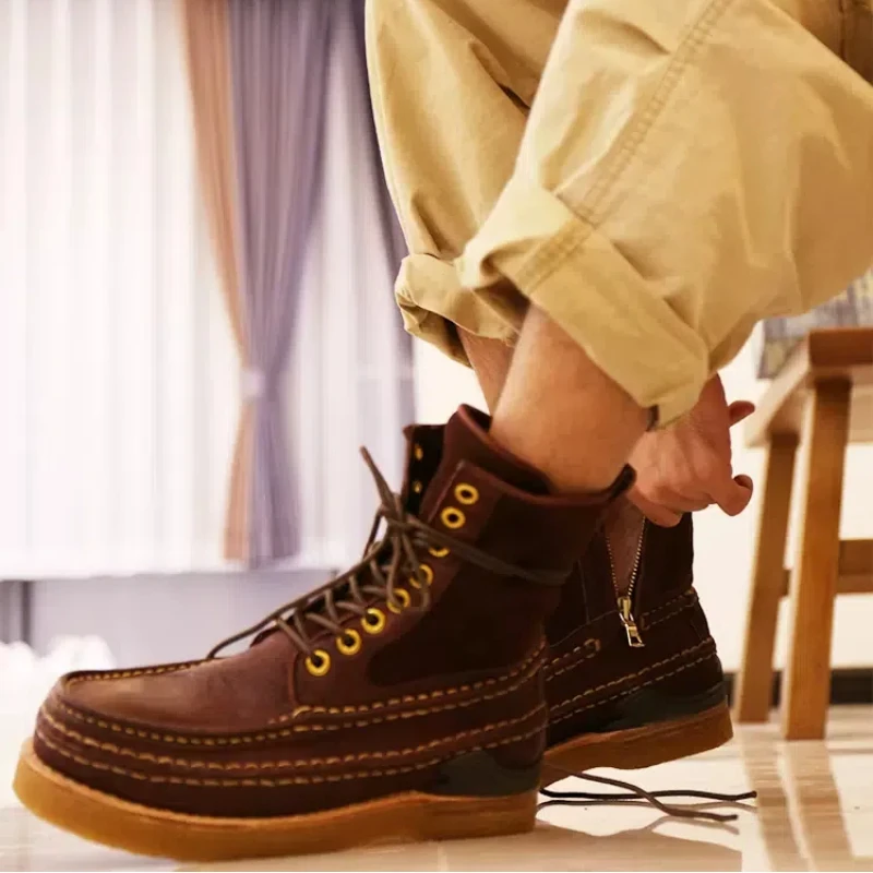 Мужская модная обувь ручной работы VISVIM мужские повседневные ботинки Bison Leather