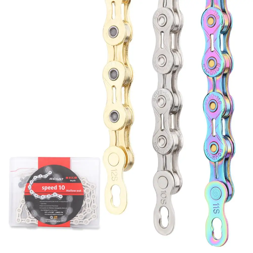 

MTB Bike Chain Mountain Road Bicycle 9 10 11 12 Speed Lightweight Anti-rust Wear-resistant Hollow Chain Cycling Part Accessories