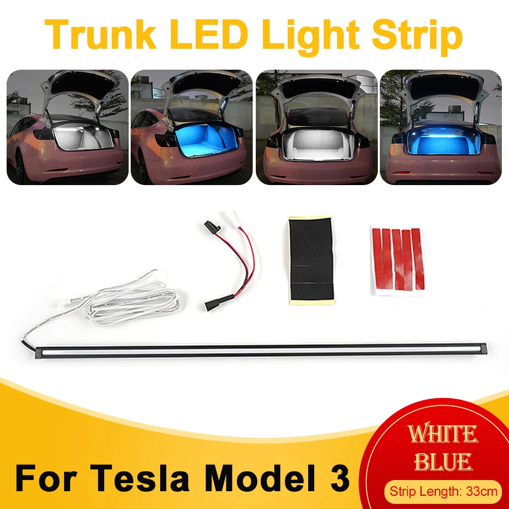 

For Tesla Model 3 2019-2021 33cm LED Trunk Light Modification Flexible LED Strip Lighting Atmosphere Light Interior Accessories