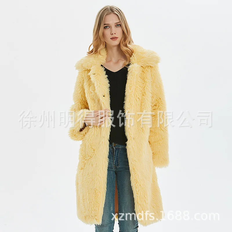 Autumn and Winter New Coat Faux Fur Loose Plush Coat Faux Fur for Women
