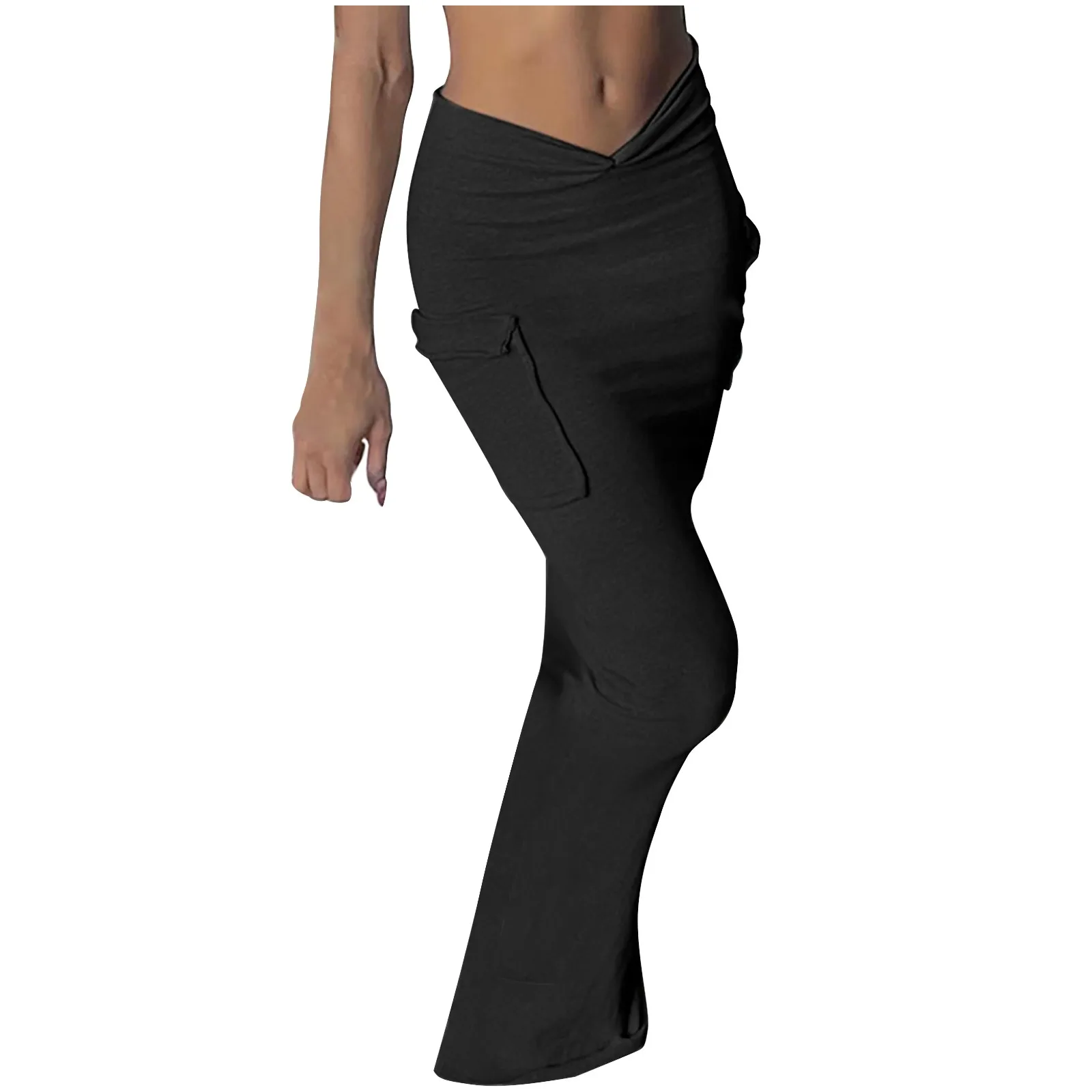 

Женская однотонная повседневная юбка с завышенной талией и карманами, приталенная юбка с пипеткой, юбка с застежками