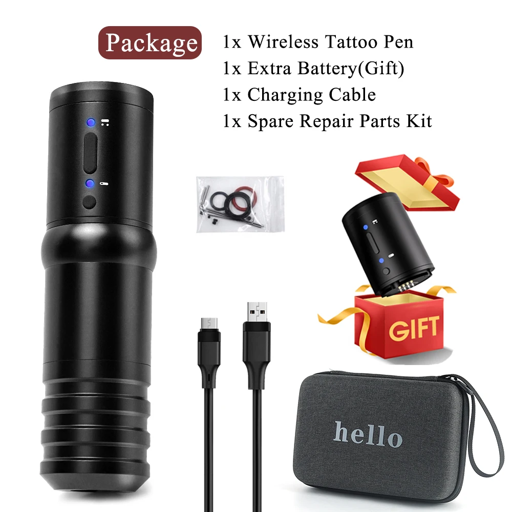 XNET Wireless Tattoo Machine Gun Pen Professional Battery Portable Power Coreless Motor Digital LED Display Makeup For Body Art