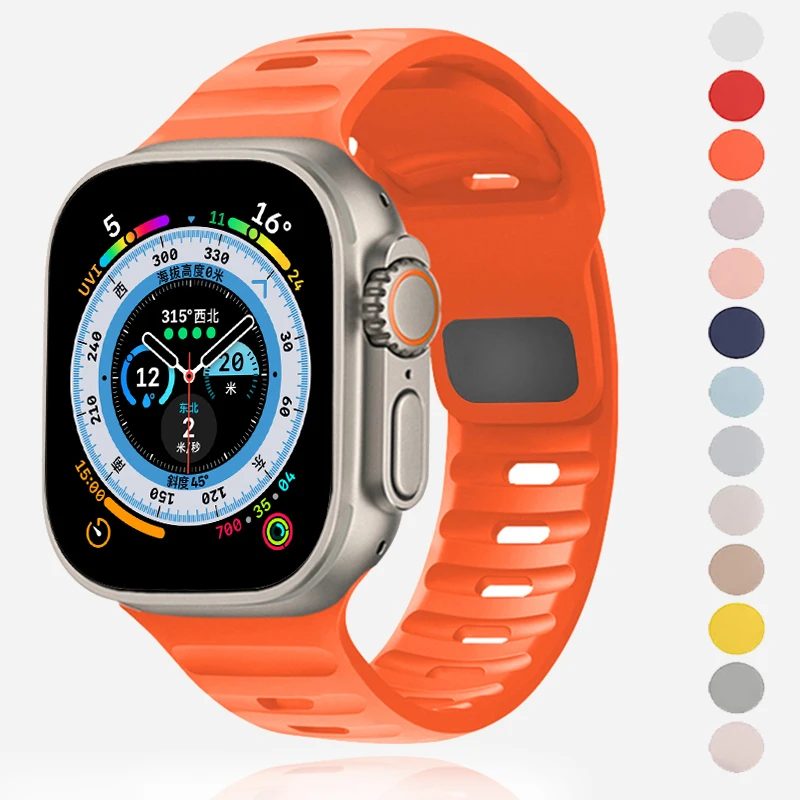 

Silicone Strap For Apple Watch Band 44mm 45mm 42mm 45mm sport band Watchband bracelet iwatch Serise 8 7 6 5 4 se Ultra band 49mm