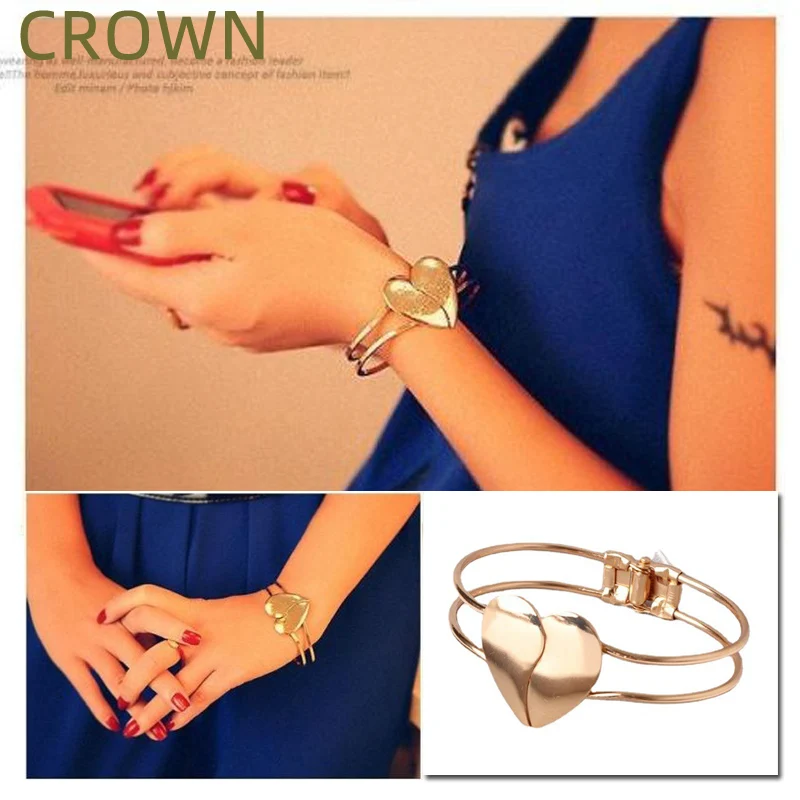 

CROWN LOVE Bracelet Opening Metal Ornament Delicate Jewelry Women Accessories Retro style Simple Girl Gift