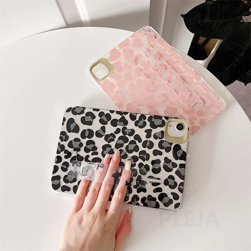 

Wristband Stand Tablet Cases For iPad mini 6 Case 8.3"with Holder Cute Leopard Grain Soft Clear Cover For mini6 8.3 inch Shell