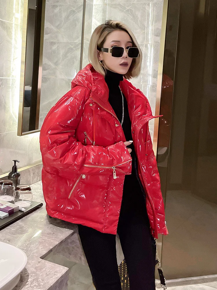 Пуховик женский зимний с воротником-стойкой 90% пуха белой утки