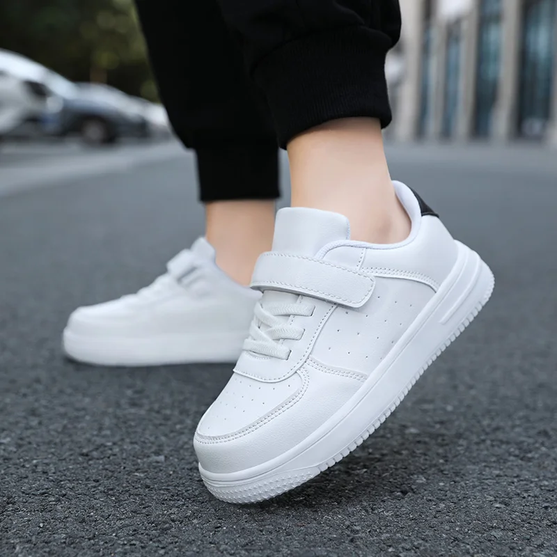 

Kids Black Casual Shoes 2023 New Simple Non-slip Solid Color Boys and Girls Black Uniform School Shoes Drop Shipping PU Spring