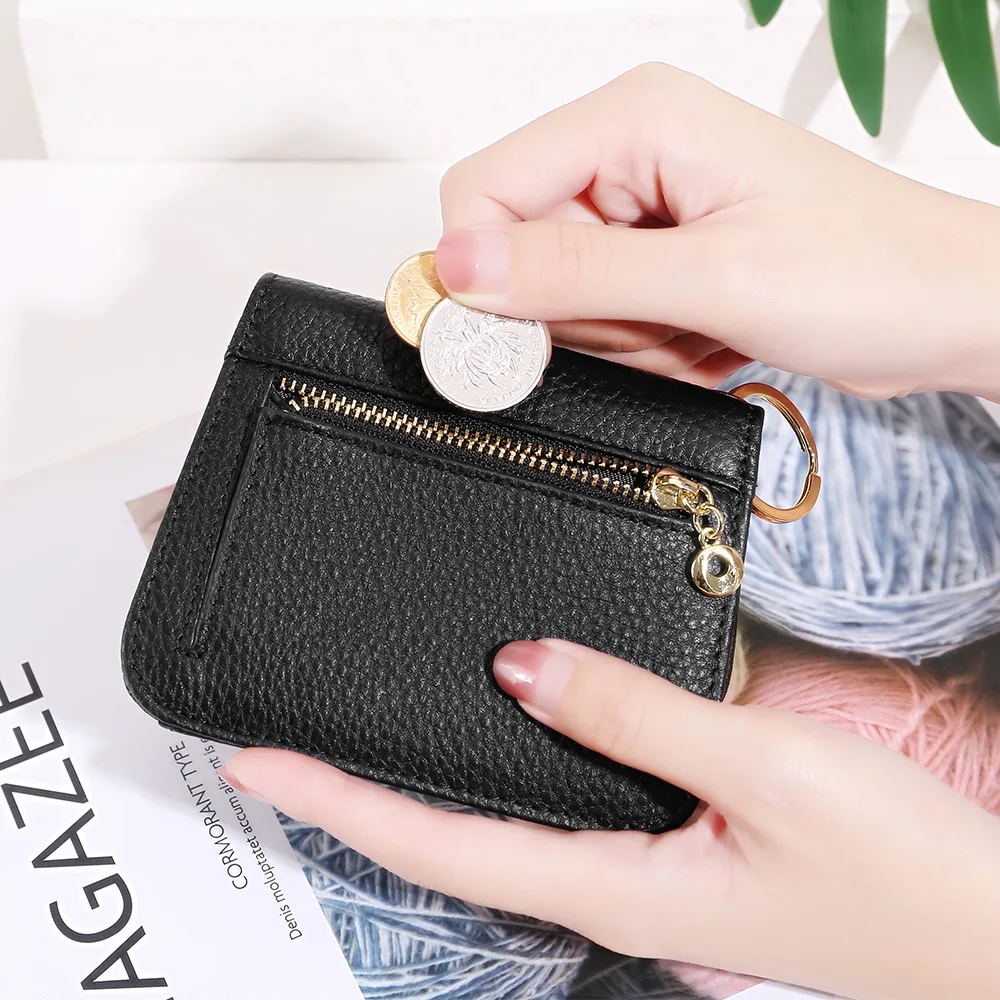 Rfid Leather Ladies Wallet Short 2022 New Hot Sale Cowhide Small Card Bag Zipper Small Coin Purse