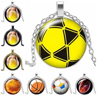 2019 new hot creative basketball logo necklace gift glass convex round pendant necklace fashion jewelry