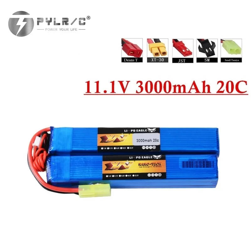 11.1v 3000mAh Lipo Battery 20C Split Connection for Tamiya Water Air Pistol Electric RC Parts Powerful AKKU For Airsoft Gun Toys