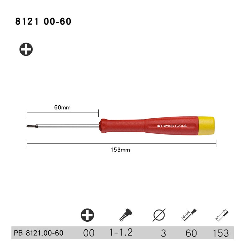 

PB SWISS 1 шт. прецизионная отвертка PH000 PH00 PH0 PH1 с поворотной головкой для ремонта электроники, отвертки с щипцами серии 8121