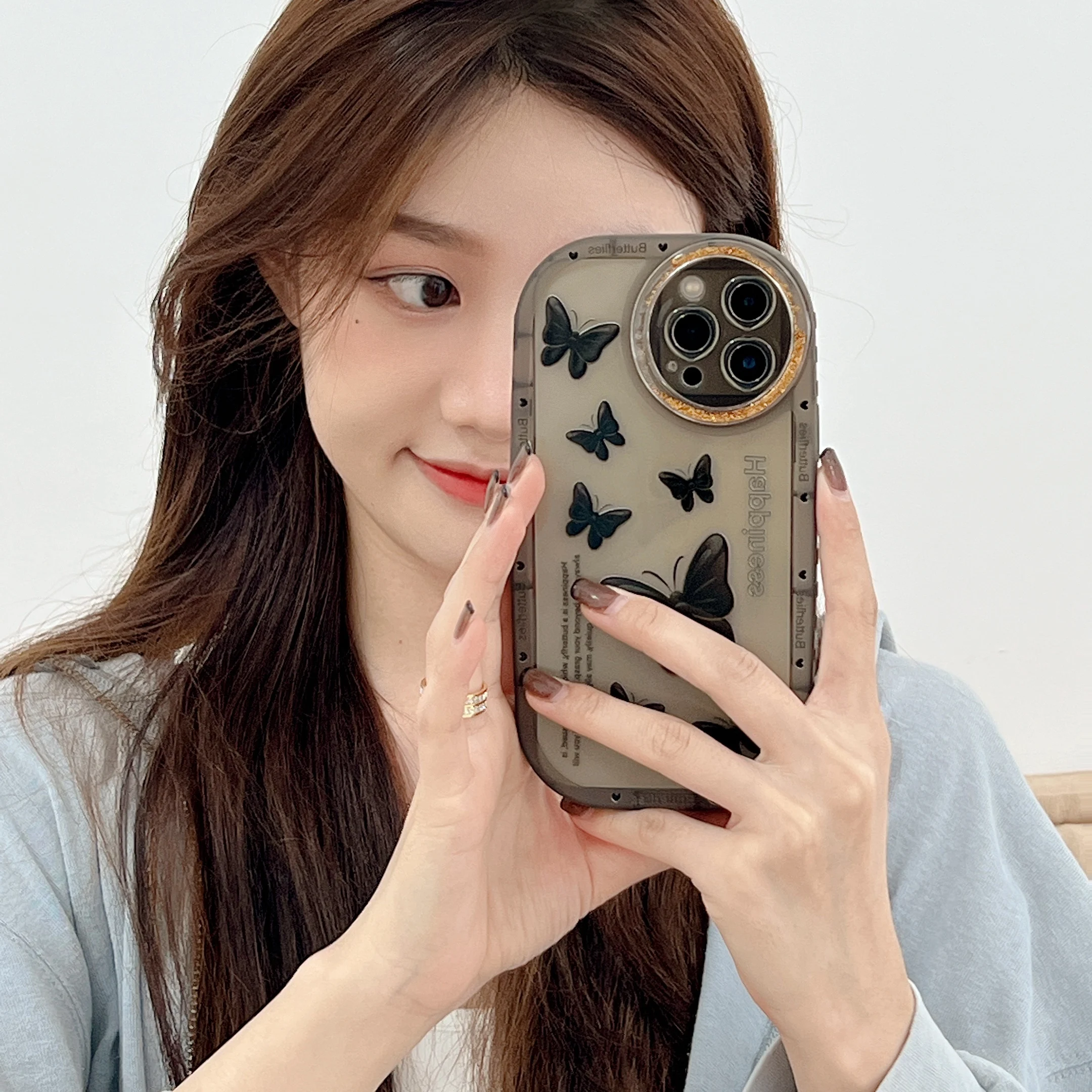 Черный чехол для телефона с бабочкой для Iphone 12ProMax 11 12 13 Pro Max XR X XSMAX XS 12Pro 13ProMax, роскошный чехол