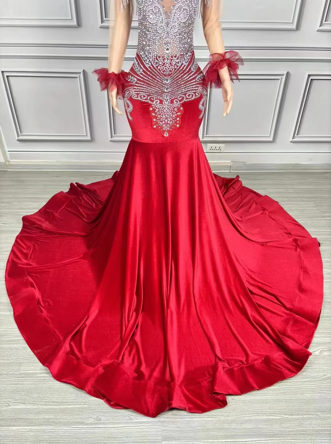 New Engagement Banquet Toast Dress Choir Female Host Red Song Competition Conductor Cocktail Party Evening