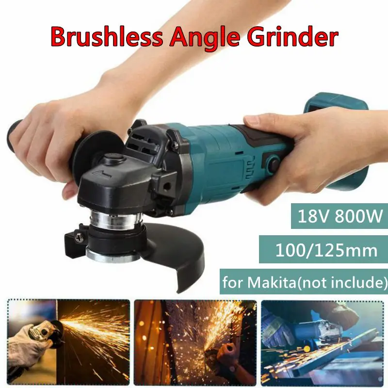 

18V Cordless Impact Angle Grinder 100/125mm DIY Power Tool Brushless Cutting Machine Polisher without Battery For Makita Battery