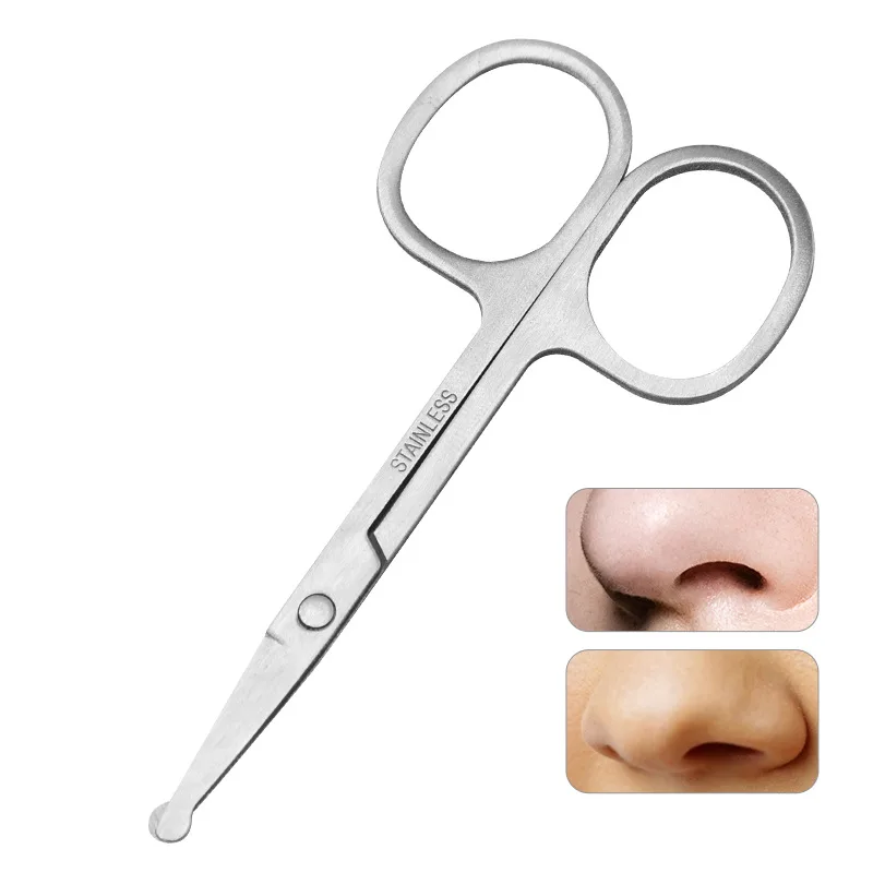 Multifunctional Stainless Steel Nose Hair Cut Round Head Small Scissors Manual Eyebrow Trimming Beard Scissors Beauty Tool
