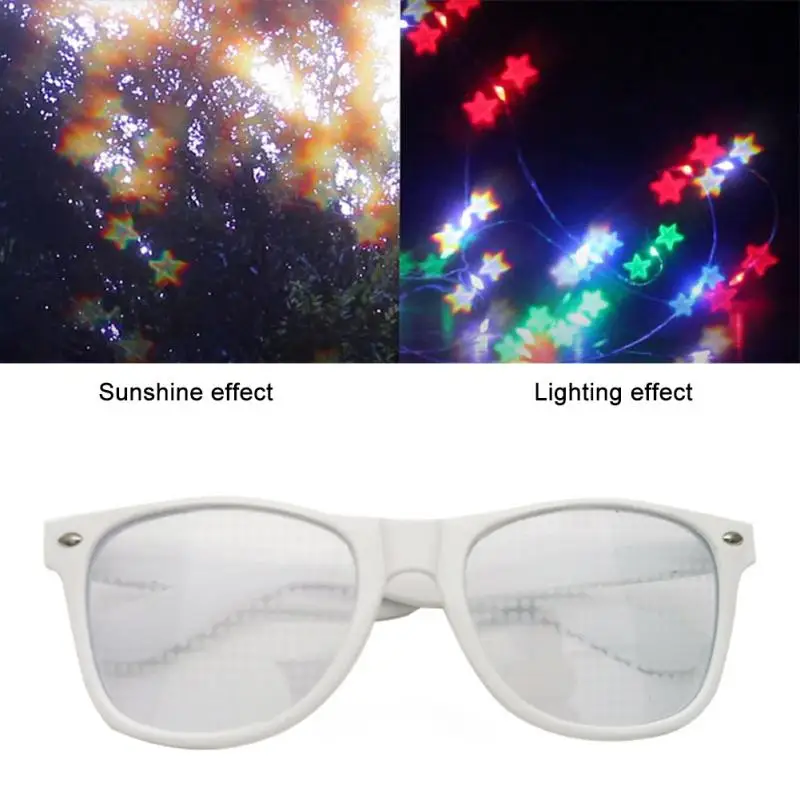 

Night Diffraction Glasses Rectangle Prism Effect Rainbow Style Rave Frieworks Starburst Eyewear Festivals Party Decoration