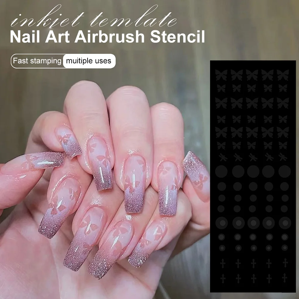 

Airbrush Nail Art Stencils Stamping Template Love Heart Star Pattern Nail Sticker Stencil Tool Nail Decoration Supply