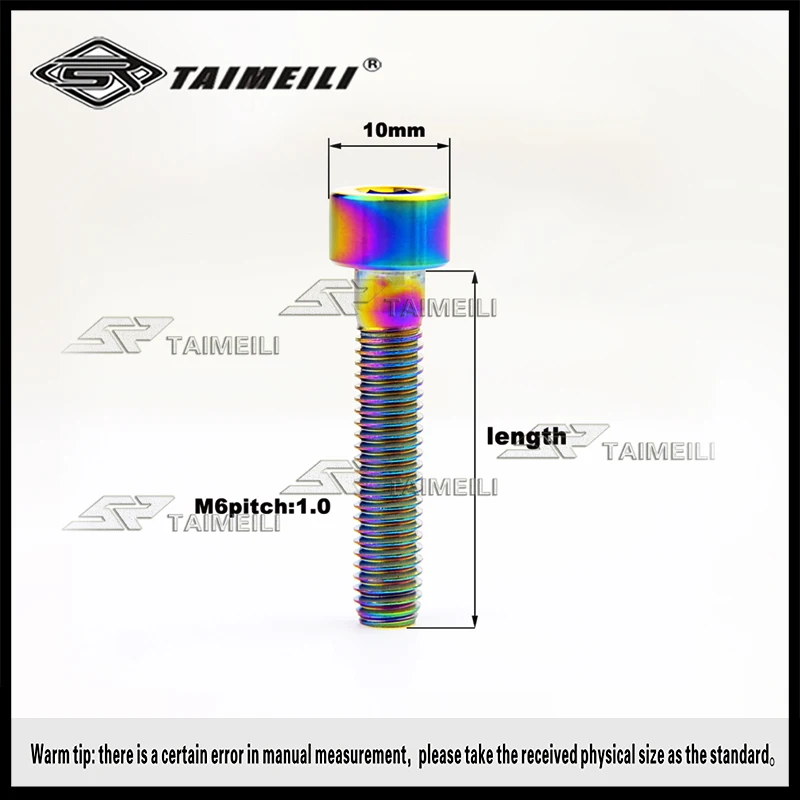 Винт с цилиндрической головкой из титанового сплава TAIMEILI GR5 M6x122530354050606570 мм для модификации велосипедов, 148 шт. (art.: 3920dc89df055) - 3920dc89df055