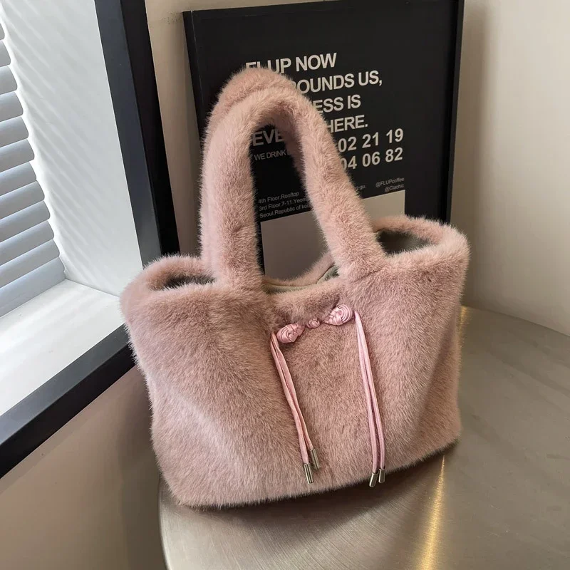 Однотонная бархатная сумка 2024 Высококачественная с застежкой и бантом простая