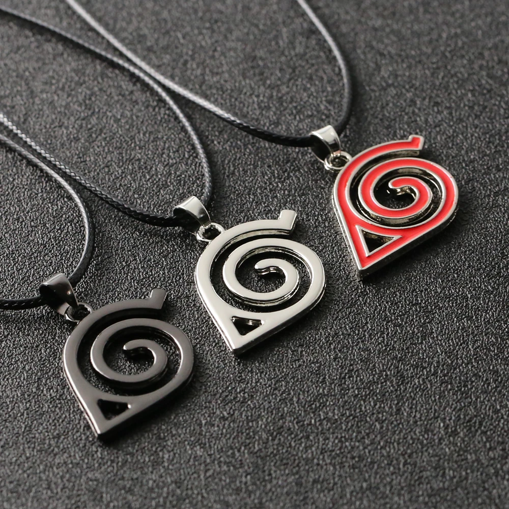 Ожерелье с листьями Konohas деревня симбал логотип ниндзя акацукис кулон черного и