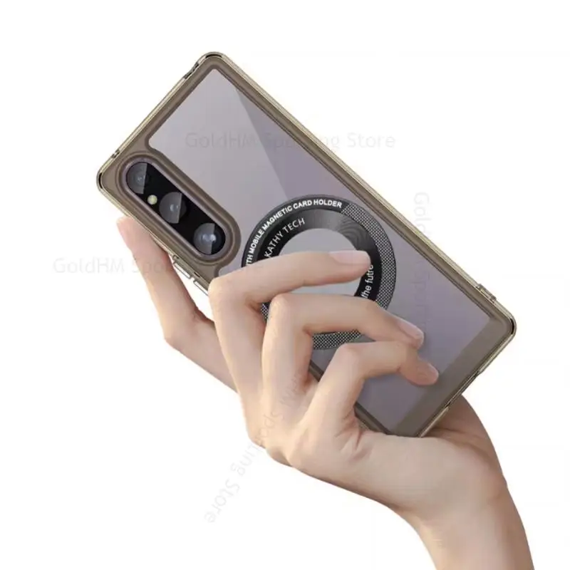 Funda For Sony Xperia 1 V For Magsafe Wireless Charging Magsafing Case For Xperia 1 V XQ-DQ72 Acrylic Transparent Magnetic Cover