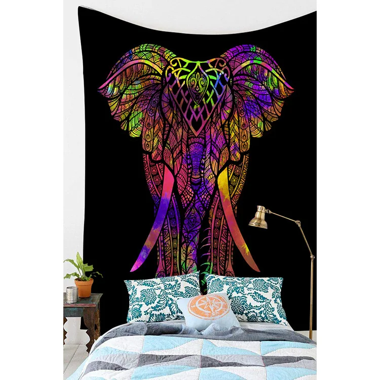 

Гобелен с УФ-эффектом, декоративный тканевый гобелен, богемный домашний декор, ослепительный слон