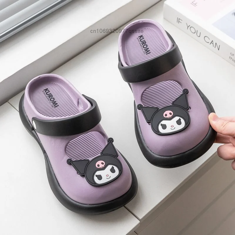 Сандалии Sanrio унисекс повседневные Нескользящие шлепанцы с толстой подошвой Kuromi