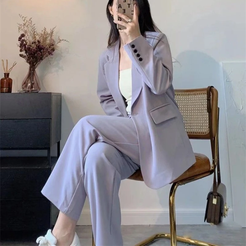 Jinsen Aite Women's Trousers Suit Casual Long Sleeve Jacket High Waist Pant Female 2 Pieces Blazer Set Ladies  Elegant Pant Suit
