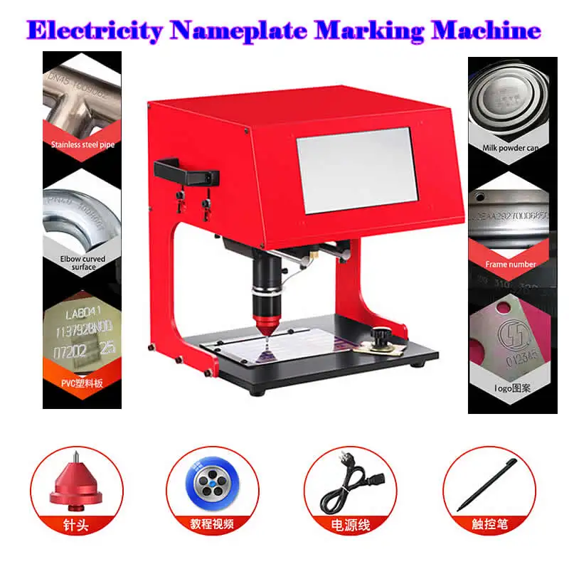 

170x110mm Electricity Nameplate Marking Machine Touch-screen Controller Metal Engraving Machine Pneumatic for Lettering