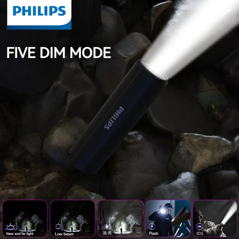 Фонарик Philips высокомощный с зарядкой от аккумулятора 18650 типа C 4 режима освещения
