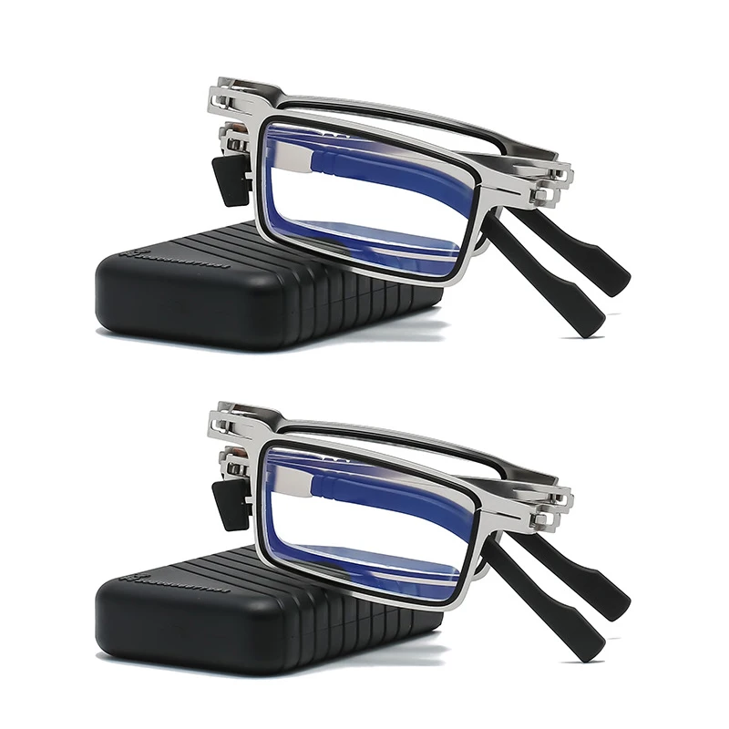 2 pezzi occhiali da lettura pieghevoli uomo donna occhiali da presbiopia Anti luce blu lettori di Design portatili occhiali con custodia