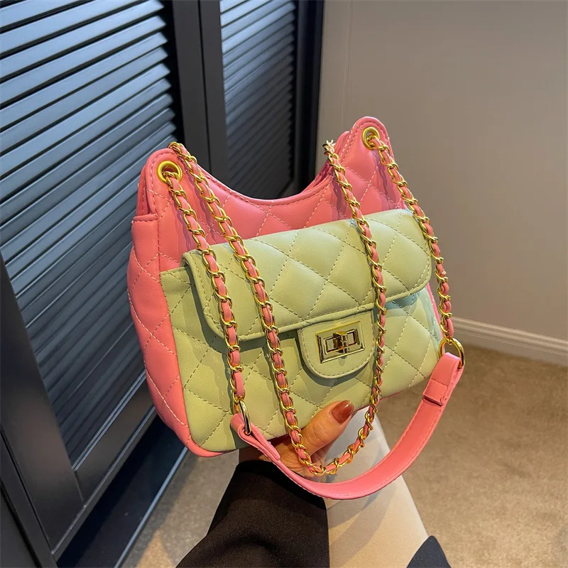 

Western-Style Small Bag Women 2023 New Spring Texture Women'S Bag Rhombic Hand-Held Small Bag All-Match Messenger Bucket Bag Art