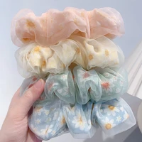 organza large intestine hair ring retro head rope female hair rope high quality multilayer temperament flower hair accessories