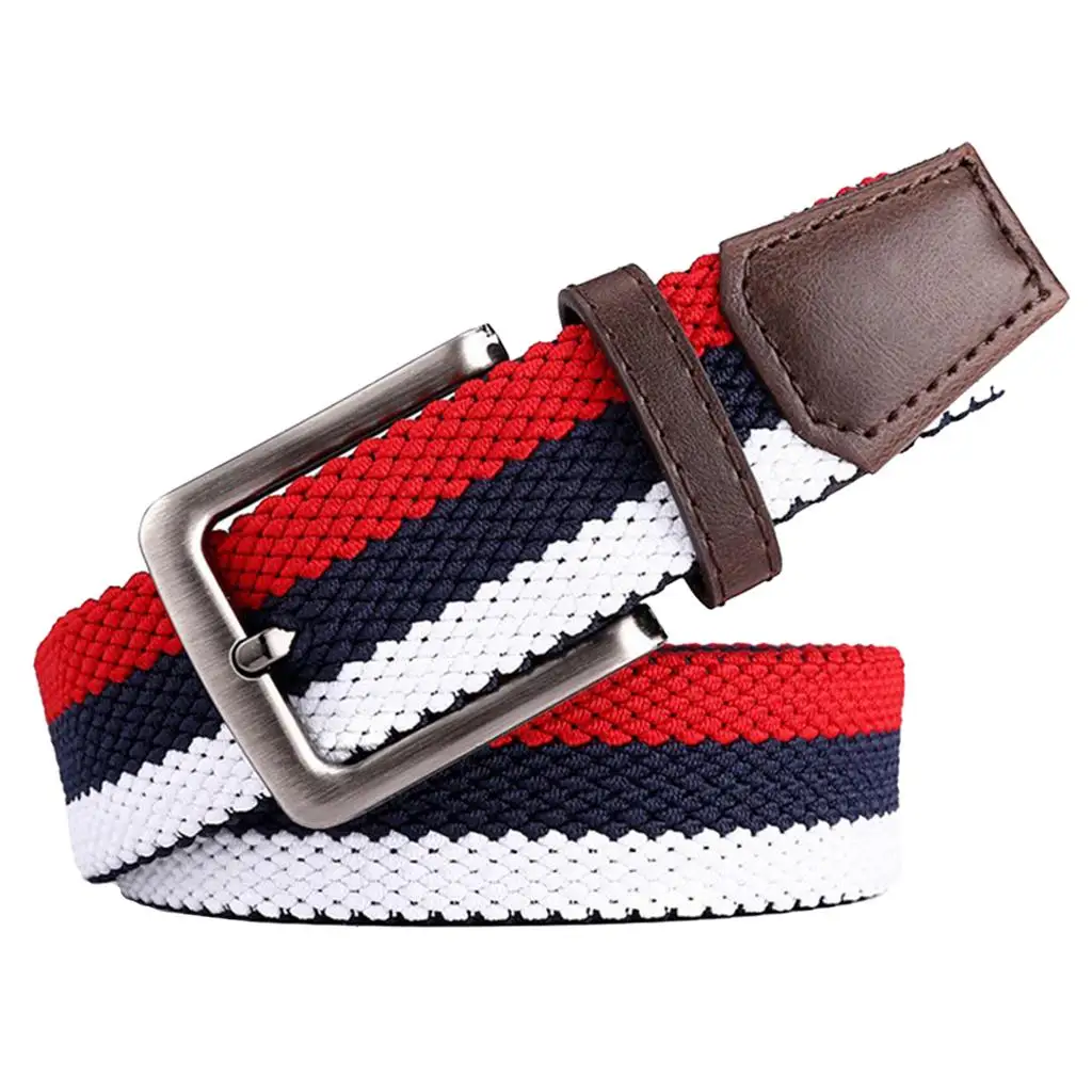 

Men Women Casual Elastic Woven Canvas Belt Outdoor Web Belt Rings Waistband