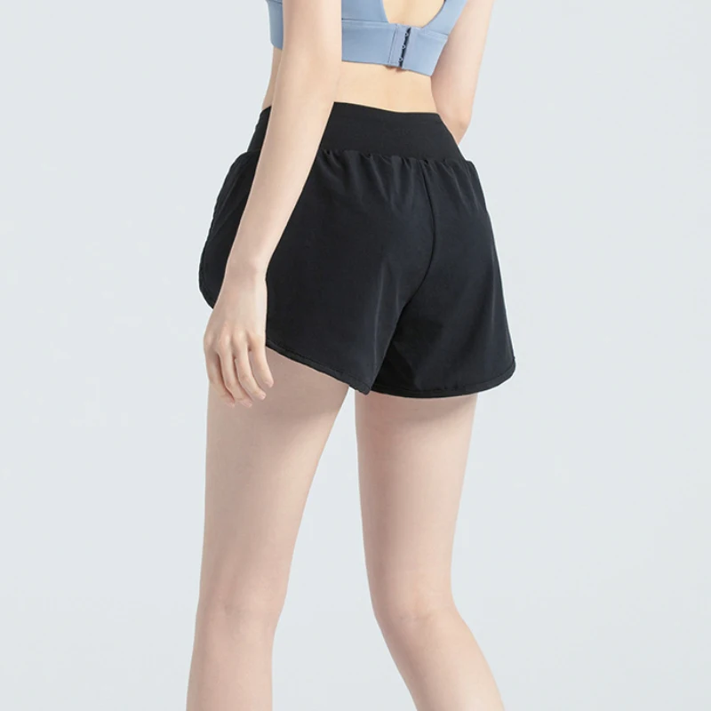 Women's Summer Yoga Shorts Outwork Gym Clothing Fitness Cycling Clothes Woman Fake 2 pieces Sportswear Interior Lining Pocket