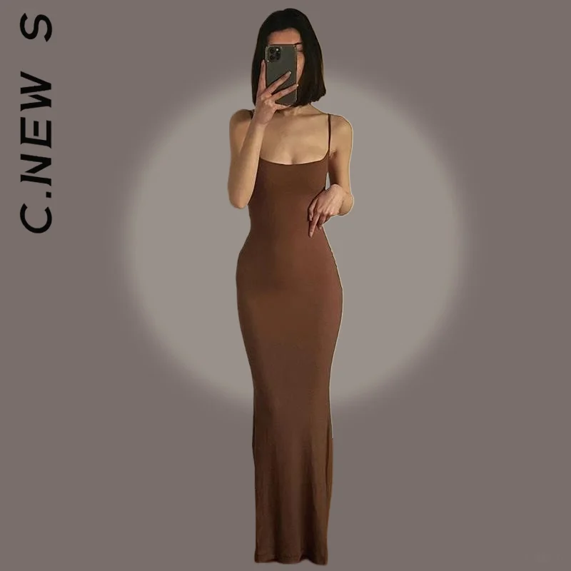 C. Новое модное женское атласное платье-комбинация без рукавов с открытой спиной