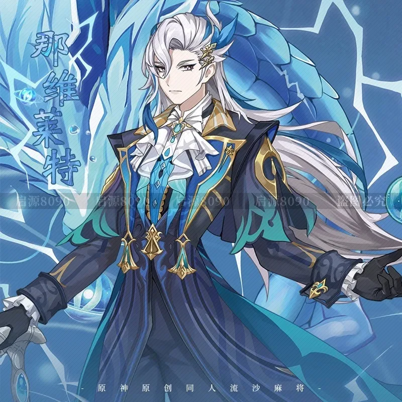 Игра Genshin Impact Neuvillette мультфильм акриловый кирпич Quicand Mahjong BL модель подставки