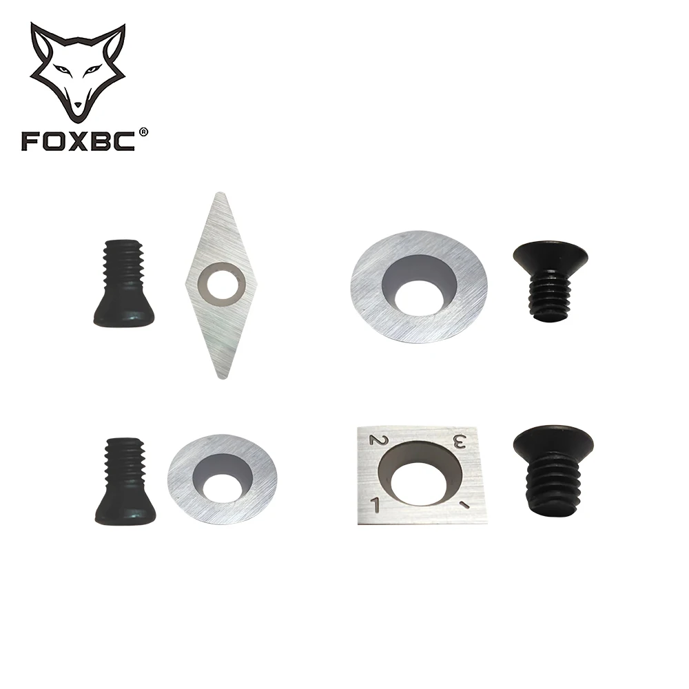 Карбидные вставки FOXBC 3 шт., набор резцов, квадратный/Алмазный/круглый для детализации, отделочная отделка, шерохователь, токарный станок по дереву, токарные инструменты