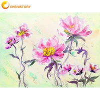 chenistory 5d diamond painting pink flower diamond embroidery cross stitch scenery new arrival mosaic home decor gift