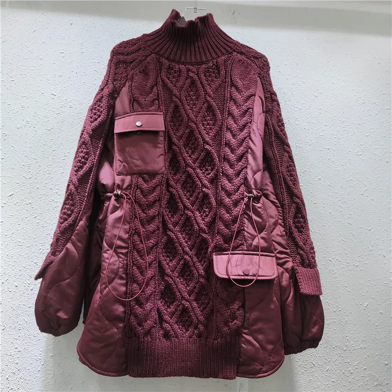 Модный нишевый дизайн женский тканый теплый свитер с длинными рукавами зима 2025