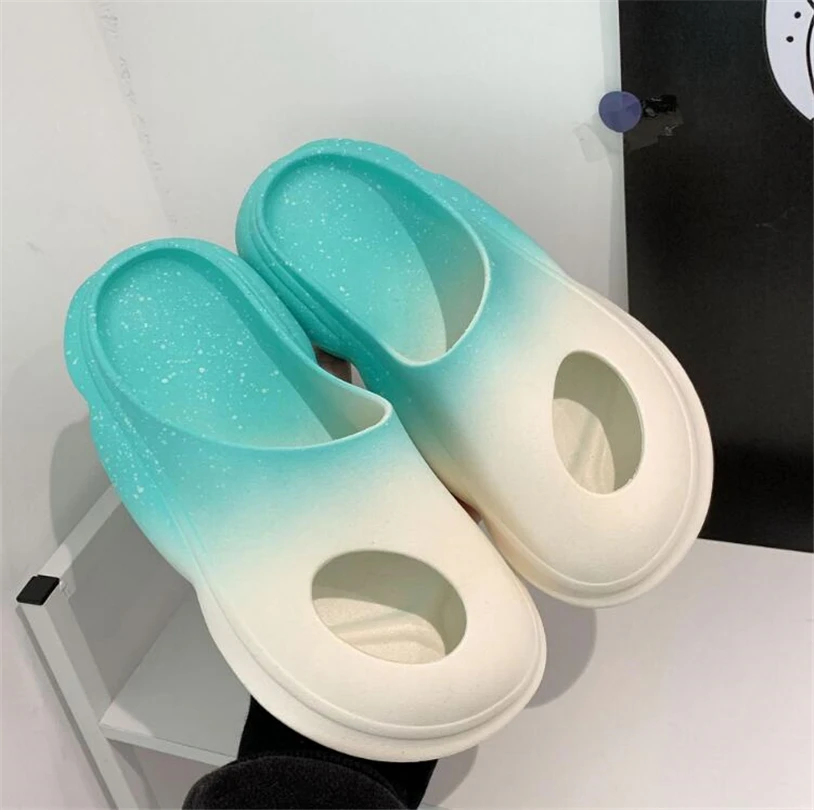

Girl Creative Beach Slippers Summer Hollow Thick Sole Garden Shoes Non-slip Home Slippers Couple Slides Leisure Flip Flops