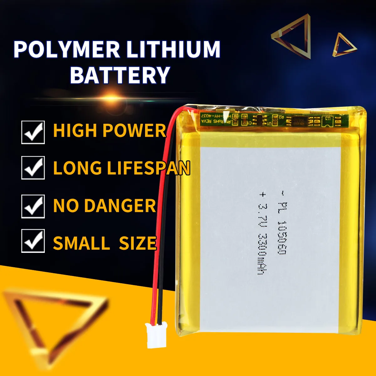 

105060 3.7V 3300mAh Lipo Rechargeable Battery Polymer Lithium Li-ion Cell for PSP Clock Backup Power Portable DVD Tablet