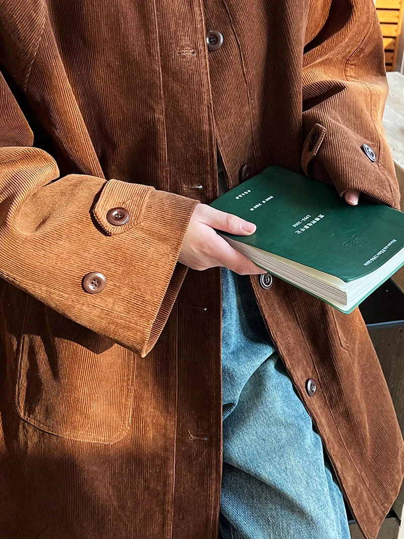 Винтажная Вельветовая куртка большого размера для женщин Корейская теплая