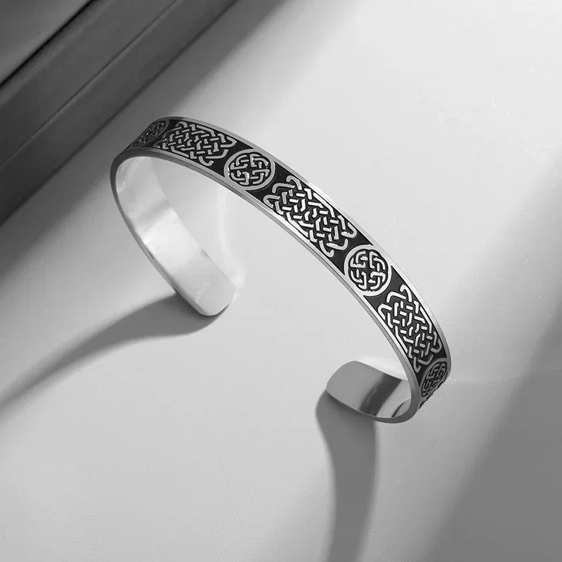 Скандинавский кельтский узел Открытый браслет из нержавеющей стали удачный