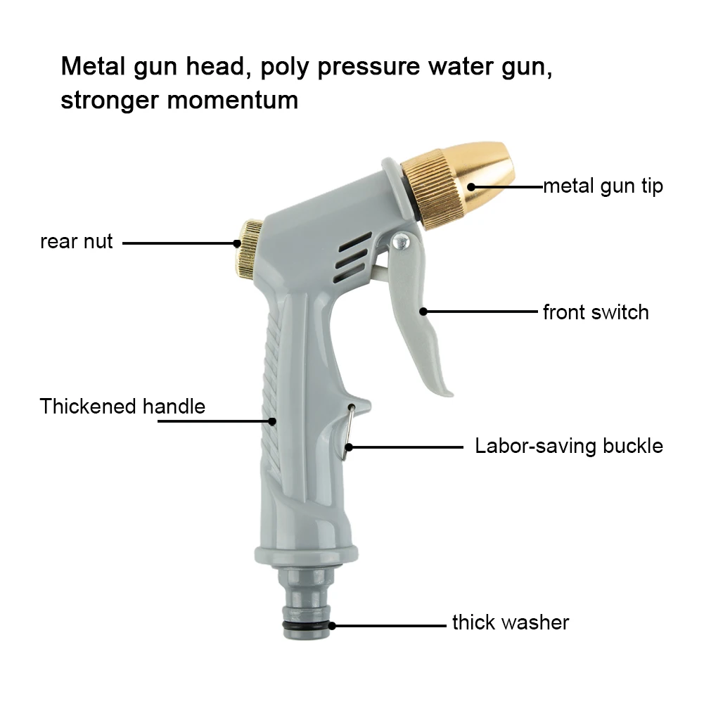 

Wash Hose Pipes Spray Gun 1pcs Car Garden Lawn Car Washing High Pressure Household Washing Plastic+metal+alloy