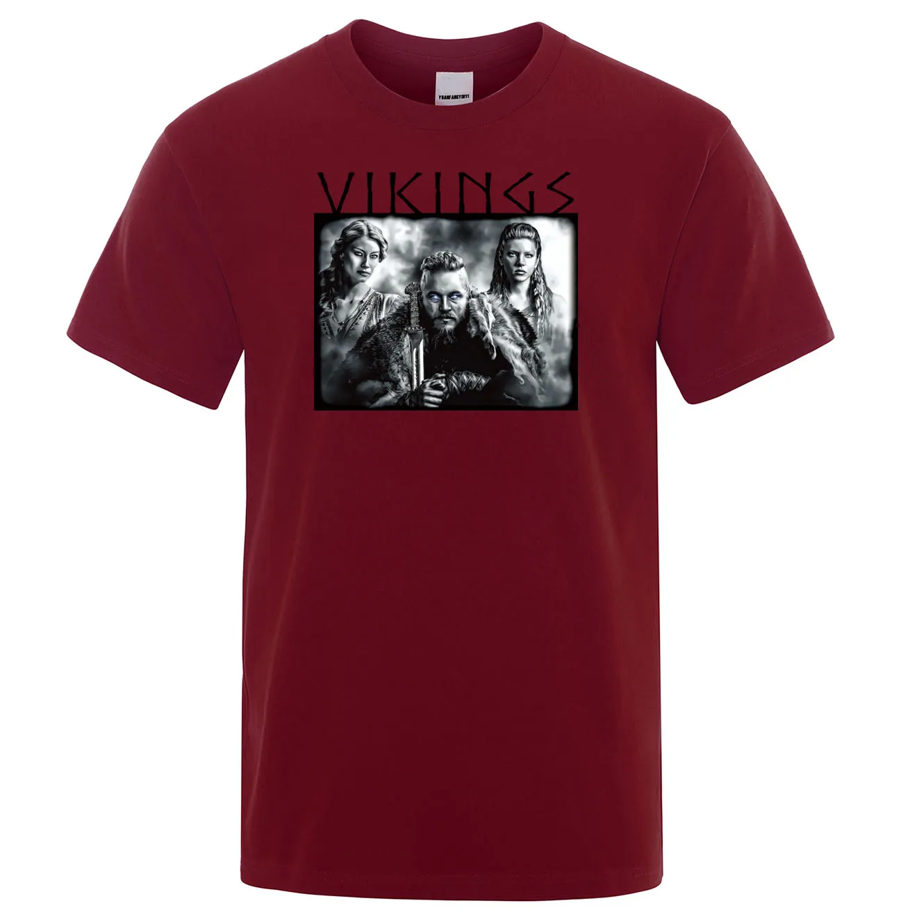 

Летняя Хлопковая мужская футболка Рагнар из «викингов» Lothbrok Lagertha 2019, футболка в стиле хип-хоп, повседневные мужские топы с коротким рукавом ...