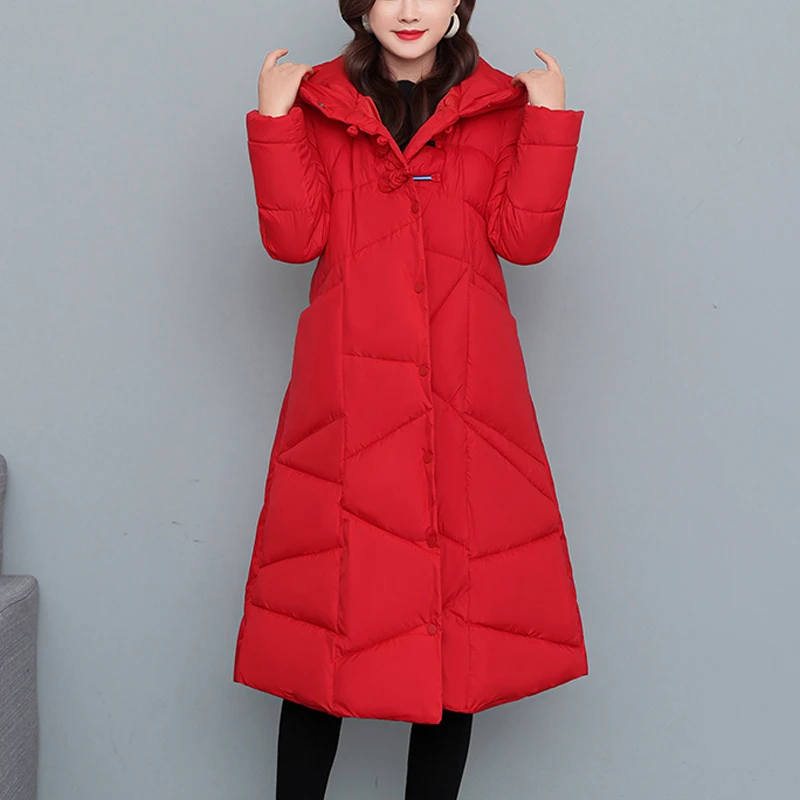 Thick Long Parka Women Jacket Hooded Winter Coat Female Fashion Winter Jackets Long-Sleeved Parkas Women's Clothing