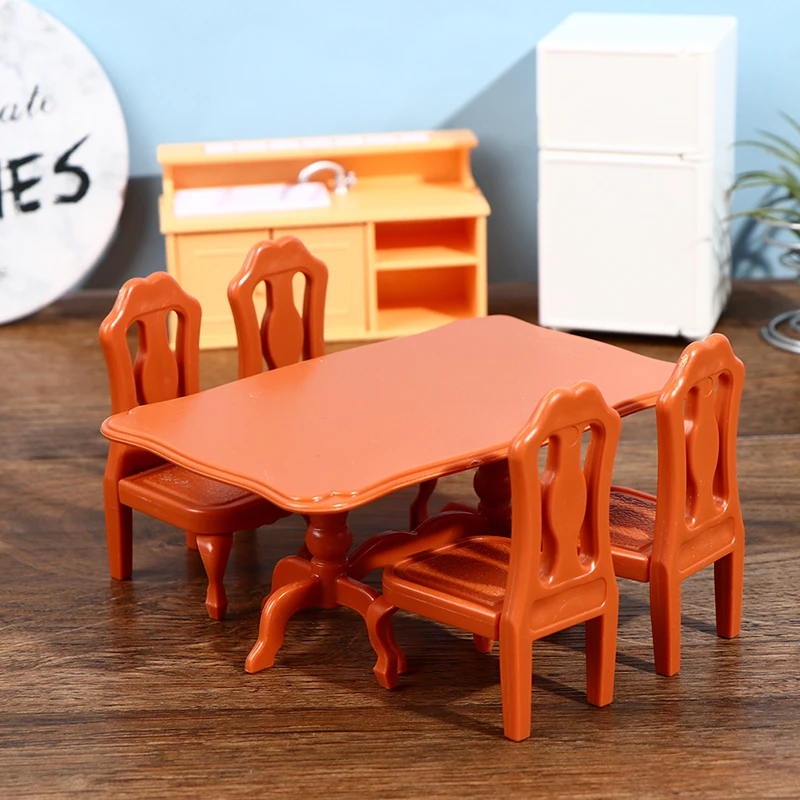 

1Set Dollhouse Miniature Table And Chair Set Model Furniture Kitchen Living Room Scene Toy Model For Doll House Decoration